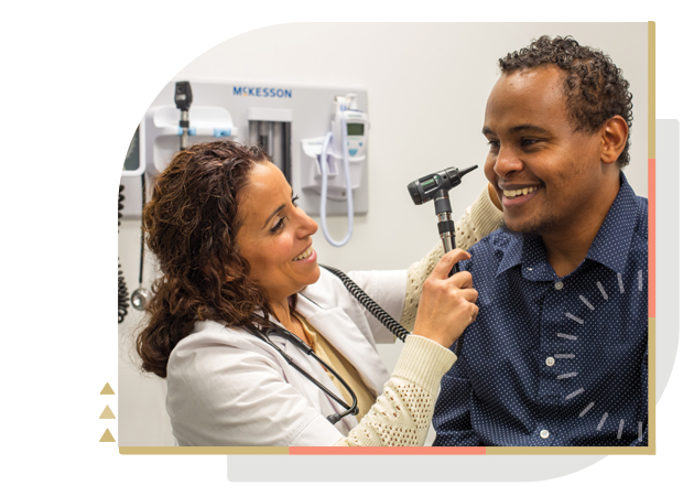 female nurse with male patient