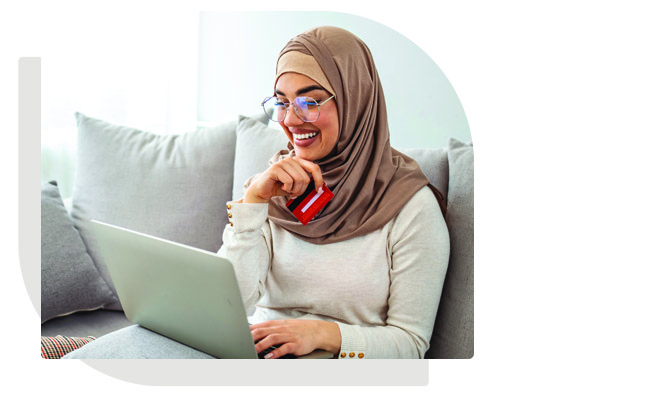 Woman looking at computer screen