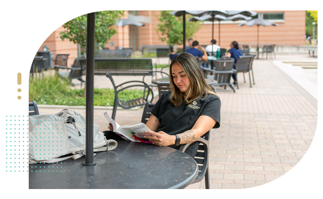 Student studying on campus