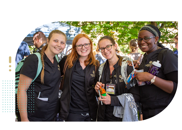 Group of college nurses in a group smiling