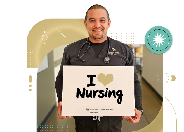 Male student nurse holding a 