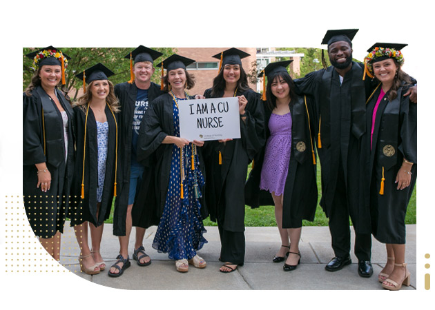 Group of male and female students in graduation attire