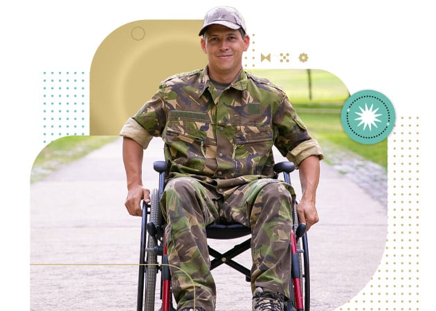 Disabled military man in wheelchair