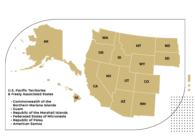 Illustration drawing of the Western United States