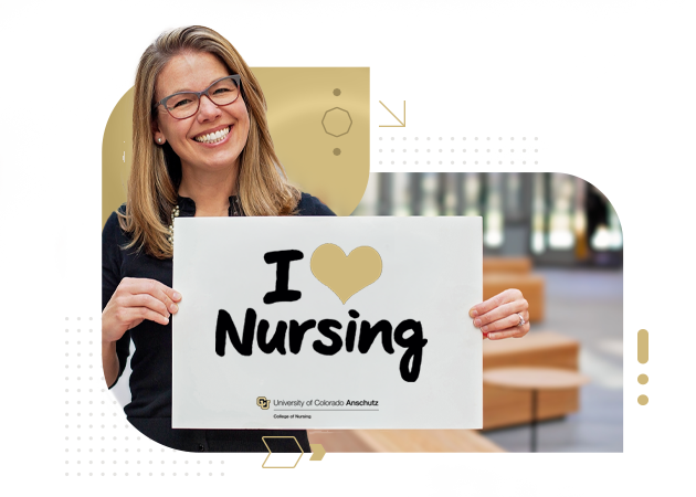 Female nurse holding a sign that says I Love Nursing