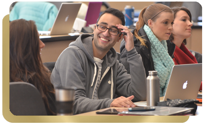 Mixture of female and male college students in a classroom