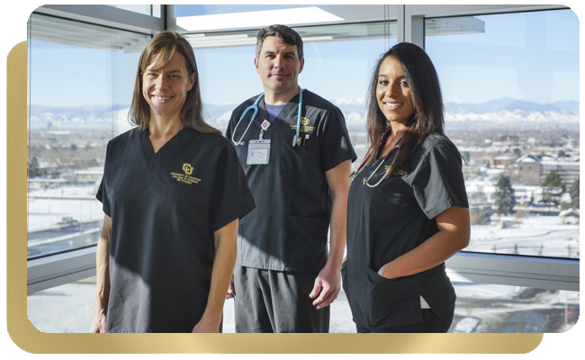 Mixture of female and male student nurses in a group