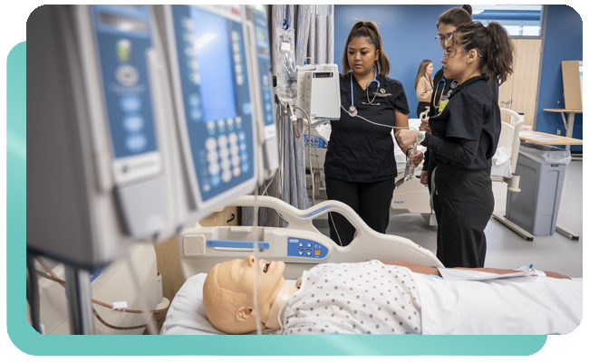Student nurses in simulation lab