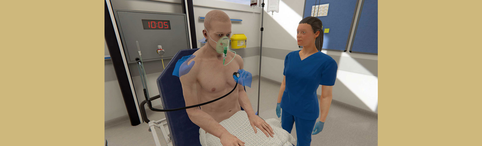 Screen of a nursing simulation room