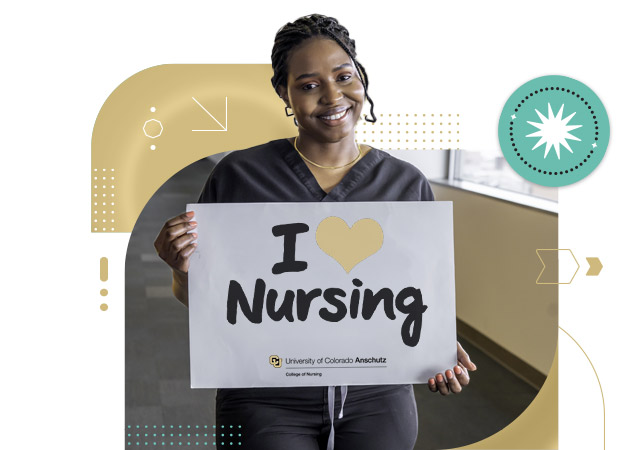 Female college nurse student holding a sign
